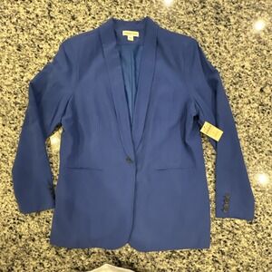 Coldwater Creek Blue Silk/Linen Blend Blazer Size 14 NWT $129.95 New‎ #146